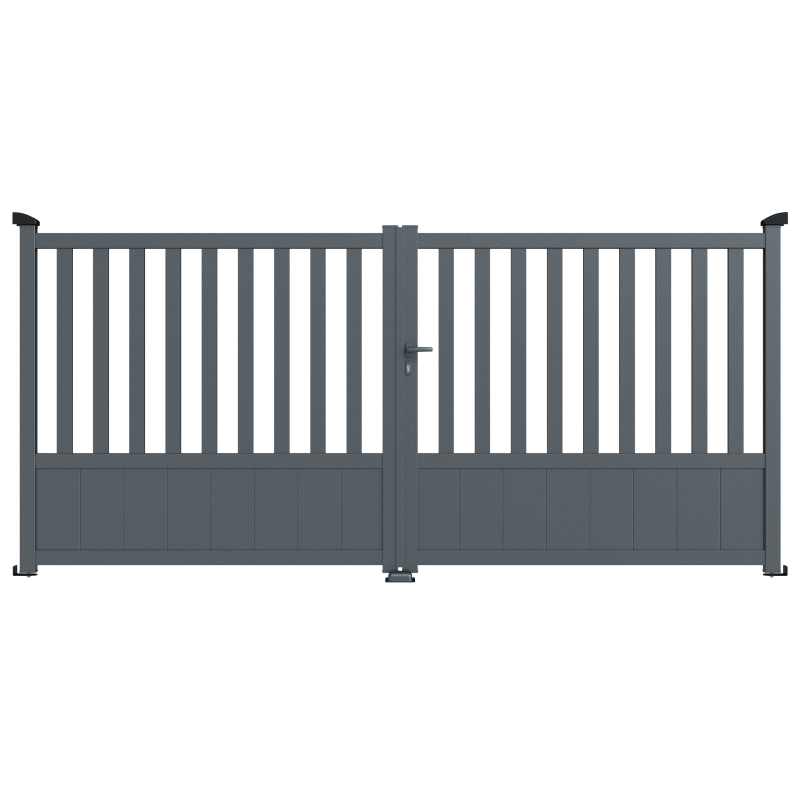 Portail 2 vantaux aluminium semi-ajouré anthracite hauteur 1.40m