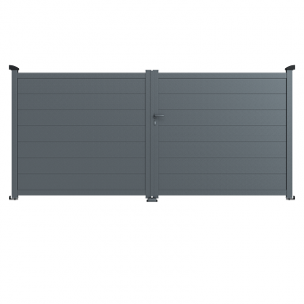 portail 2 vantaux alu plein anthracite hauteur 1m80