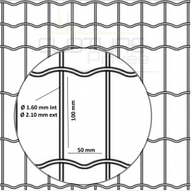 Zoom sur les dimensions du grillage maille 100x50 fil de 2.10